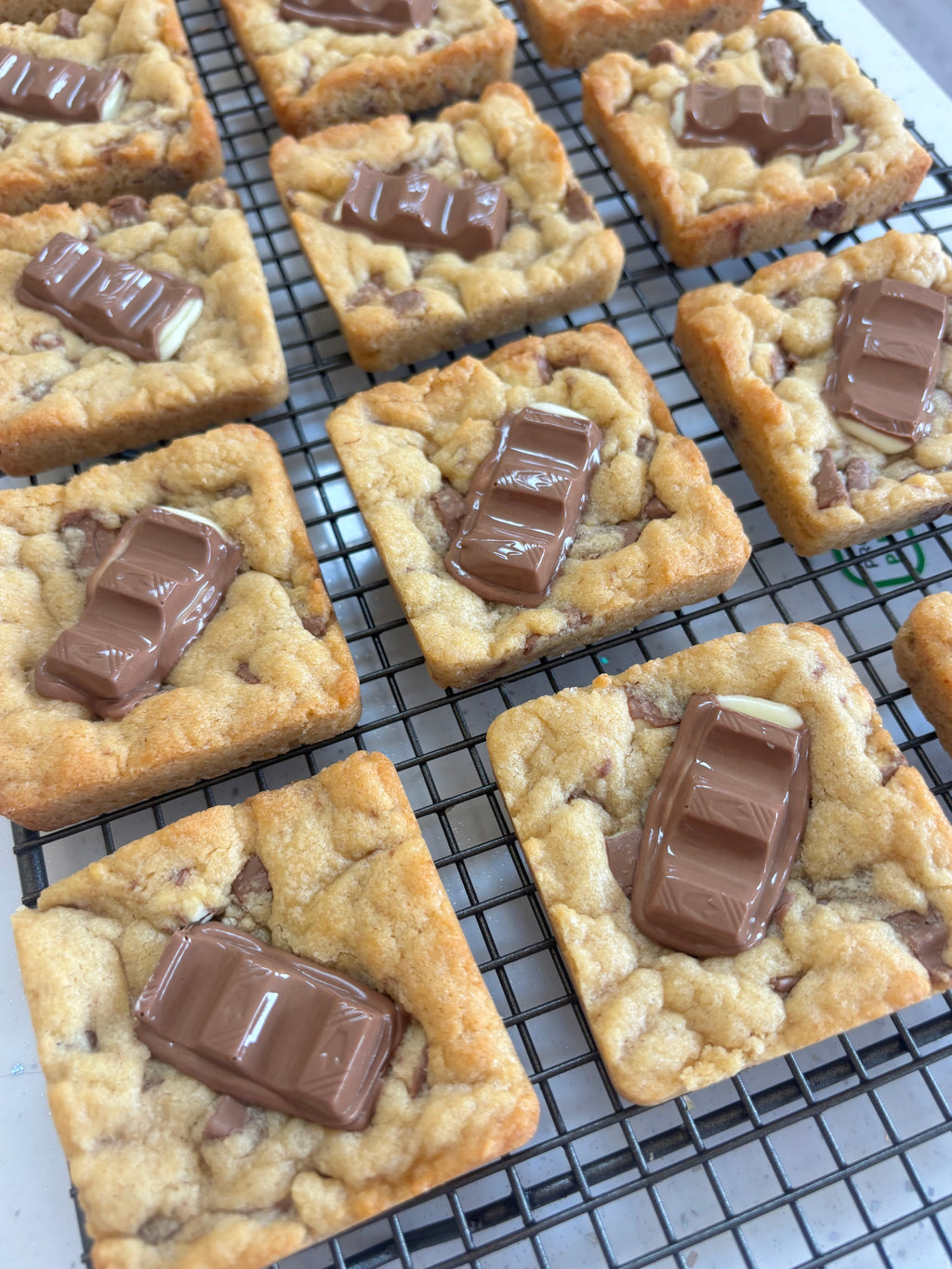 Kinder cookies, packed with kinder chocolate and topped with the signature kinder bar 