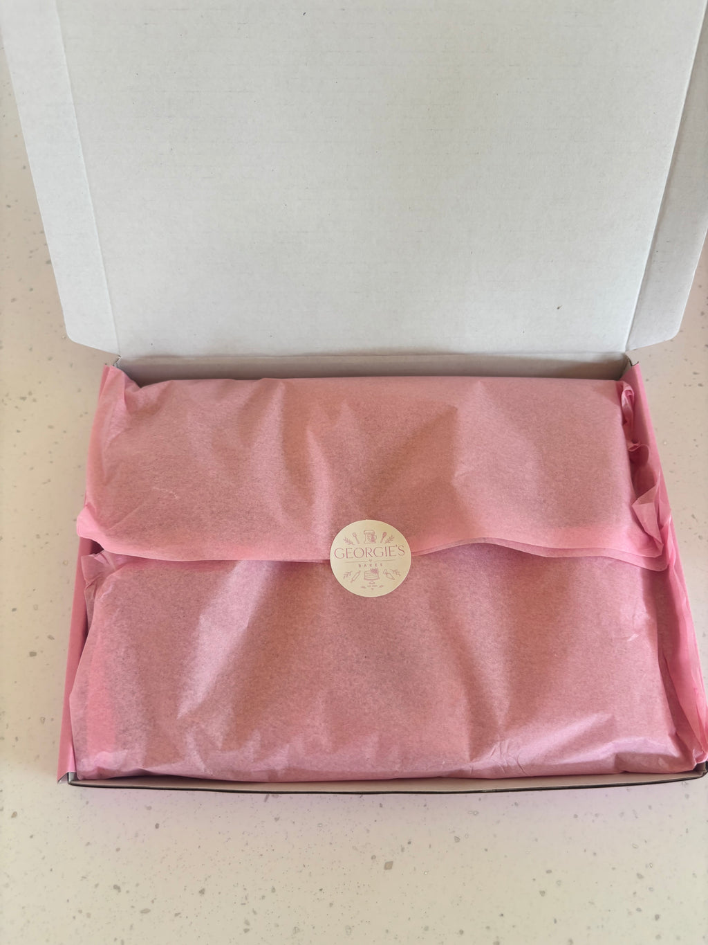 Cookie letterbox gift box, packaged and ready for postal delivery 