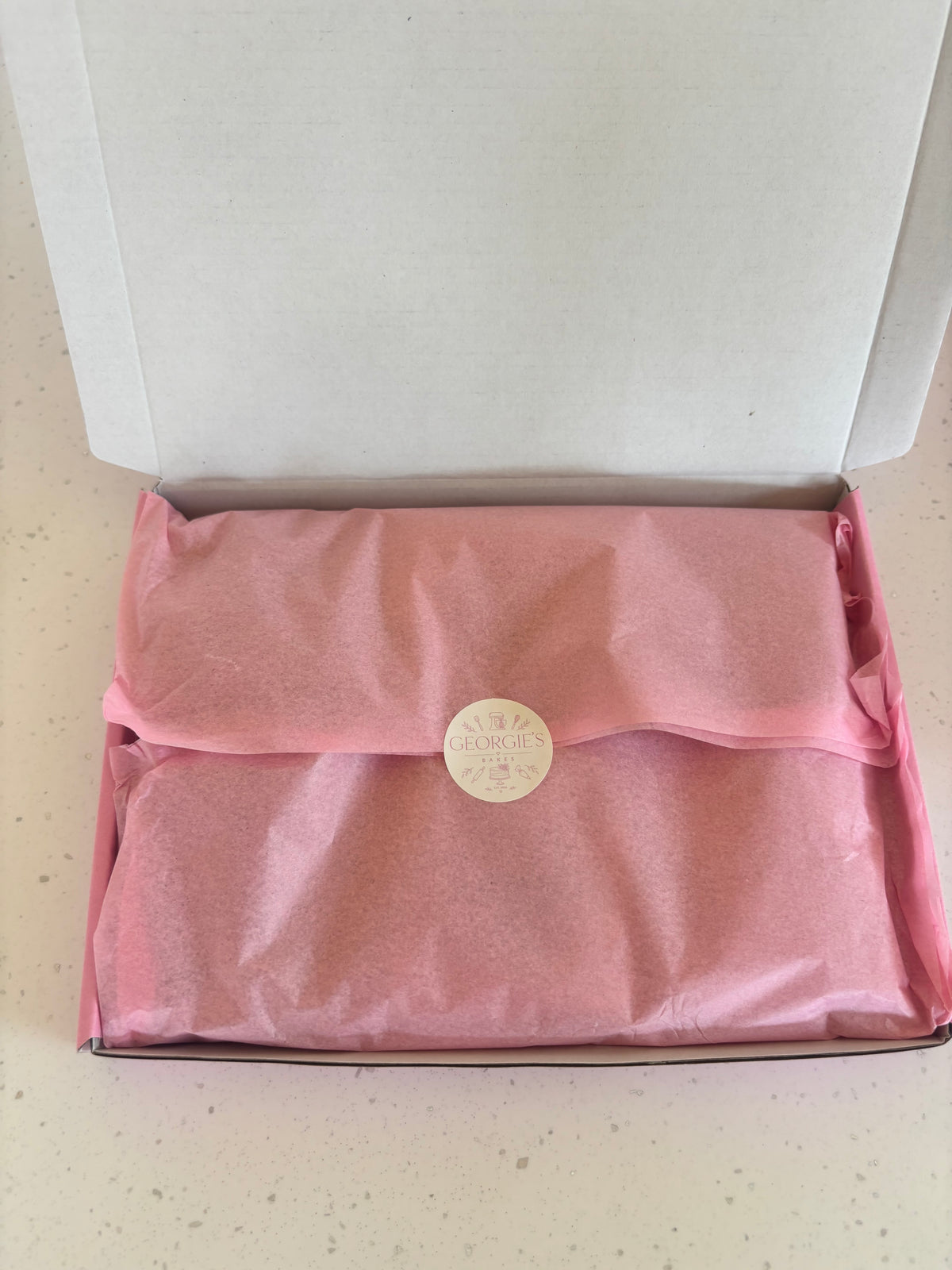 Cookie letterbox gift box, packaged and ready for postal delivery 